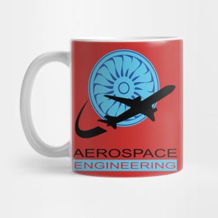 Aerospace engineering text, plane, and turbine Mug